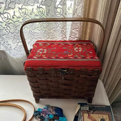 CRAFT SUPPLIES AND A SEWING BOX