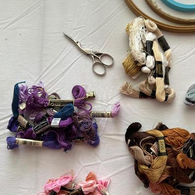 CRAFT SUPPLIES AND A SEWING BOX