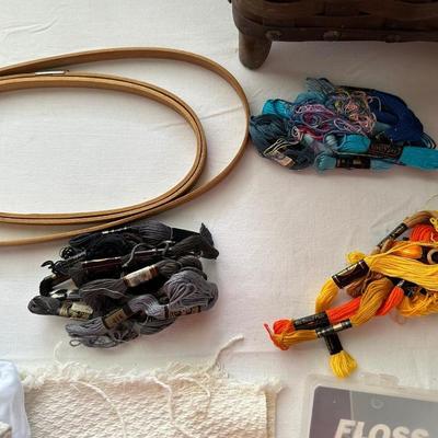 CRAFT SUPPLIES AND A SEWING BOX
