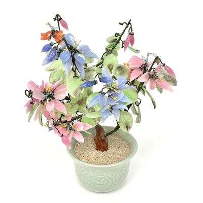 Vintage Jade Glass Bonsai Tree