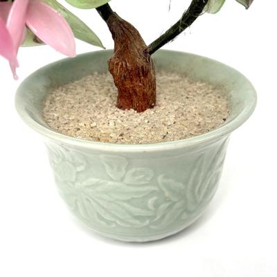 Vintage Jade Glass Bonsai Tree