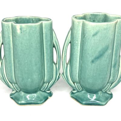 Set of Aqua Vintage McCoy Pottery Vases