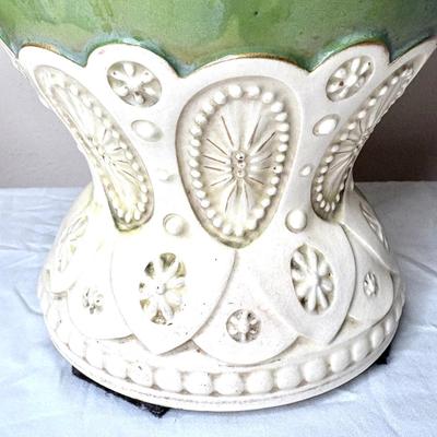 Set of 2 Floral Hand Painted Urn Style Vases