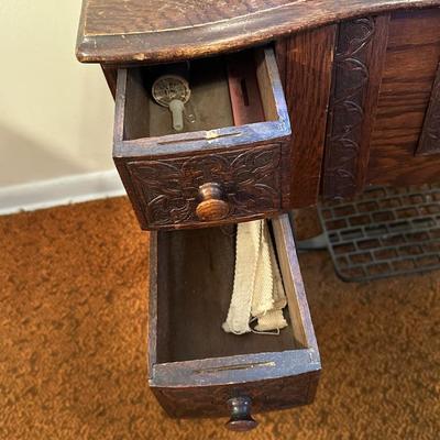 BRUNSWICK TREADLE SEWING MACHINE IN CABINET
