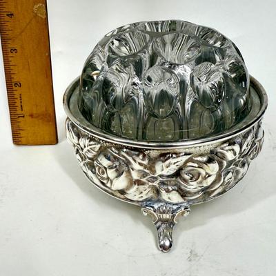 Antique De Uberti Flower Frog Silver Plated Footed Base Italy