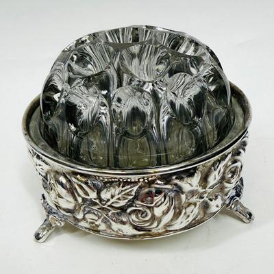 Antique De Uberti Flower Frog Silver Plated Footed Base Italy