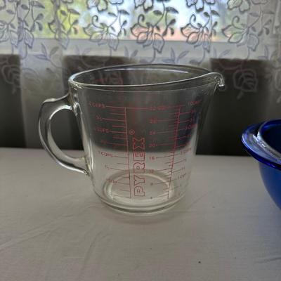 PYREX MEASURING CUP AND PYREX GLASS BAKING DISHES