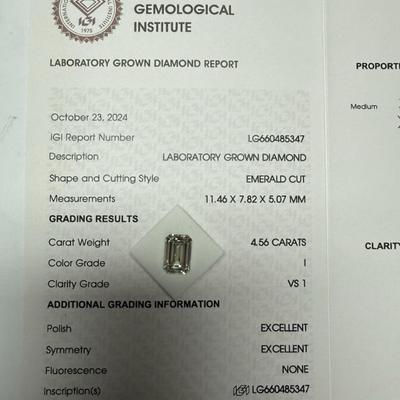 4.56 Carat Diamond IGI Certified