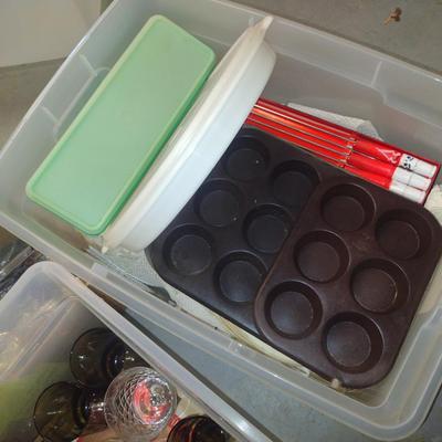Assorted Kitchen Goods- Glassware, Utensils, Plastic Storage, etc.