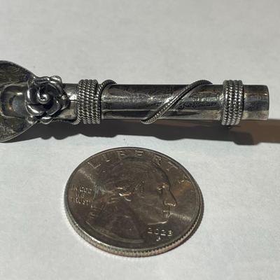 RARE Vintage Sterling Silver Flower holder / Bud Boutonniere Brooch / Pin in VG Preowned Condition.