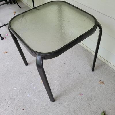 Wrought Iron Arm Chairs and Glass Top End Table (FP-EL)