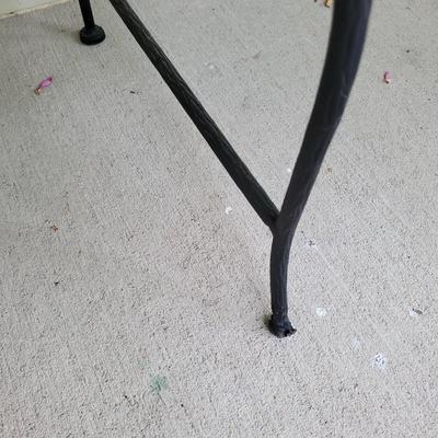 Wrought Iron Arm Chairs and Glass Top End Table (FP-EL)