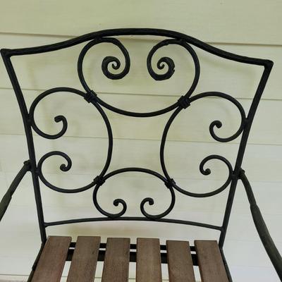 Wrought Iron Arm Chairs and Glass Top End Table (FP-EL)