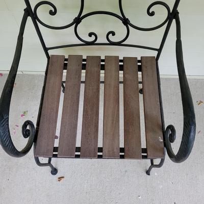 Wrought Iron Arm Chairs and Glass Top End Table (FP-EL)
