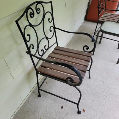 Wrought Iron Arm Chairs and Glass Top End Table (FP-EL)