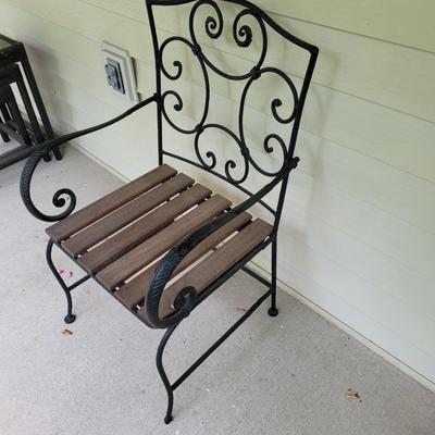 Wrought Iron Arm Chairs and Glass Top End Table (FP-EL)