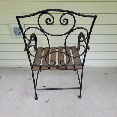 Wrought Iron Arm Chairs and Glass Top End Table (FP-EL)