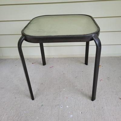 Wrought Iron Arm Chairs and Glass Top End Table (FP-EL)