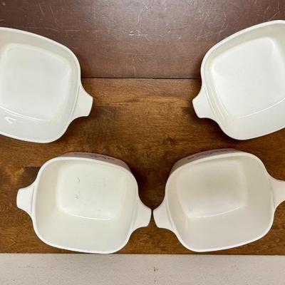Vintage Set of 4 Corning Ware Blue Cornflower Ceramic Baking Pans