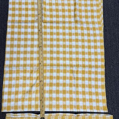 Lot of 3 Vintage Yellow and White Gingham Material Remnants