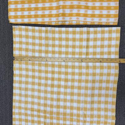Lot of 3 Vintage Yellow and White Gingham Material Remnants