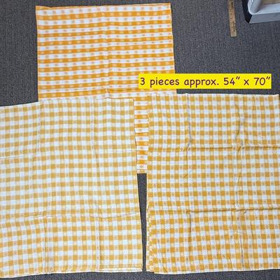 Lot of 3 Vintage Yellow and White Gingham Material Remnants