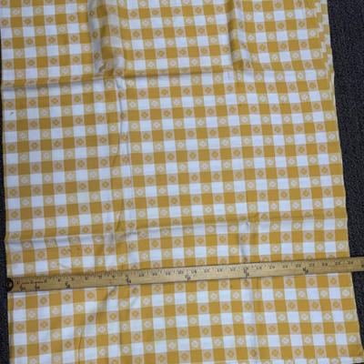 Lot of 3 Vintage Yellow and White Gingham Material Remnants