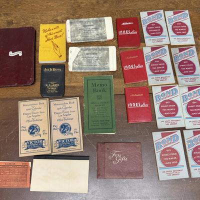 Lot of Vintage/antique memo books and other ephemera