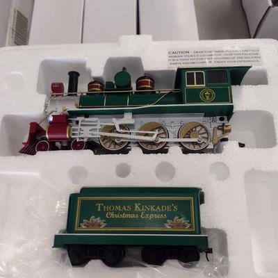 Thomas Kinkade 'Christmas Express' HO Model Train Set (Bradford Exchange)- Five Cars, Engine, Coal Car, Controls, and Track