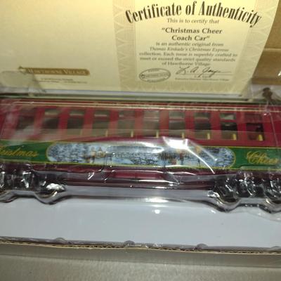 Thomas Kinkade 'Christmas Express' HO Model Train Set (Bradford Exchange)- Five Cars, Engine, Coal Car, Controls, and Track