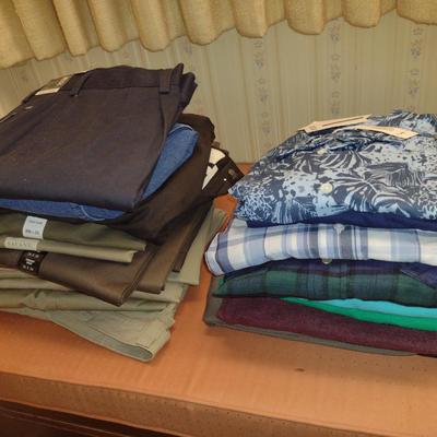 Collection of Men's Clothing- Mostly New with Tags- Approx Size 36 Pants, Size Large Shirt