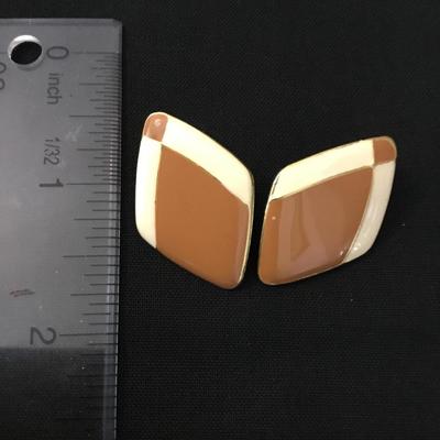 Vintage enameled, diamond shape, stud earrings