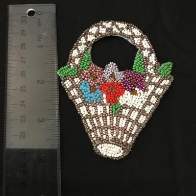 Antique flower basket, sew on patch