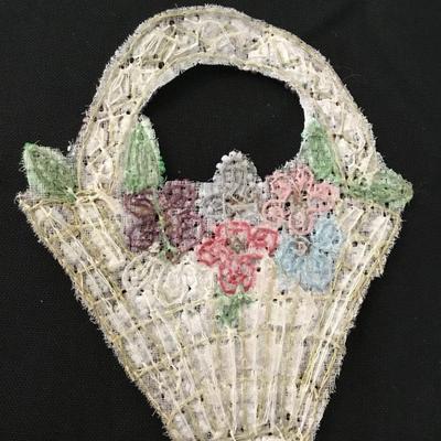 Antique flower basket, sew on patch
