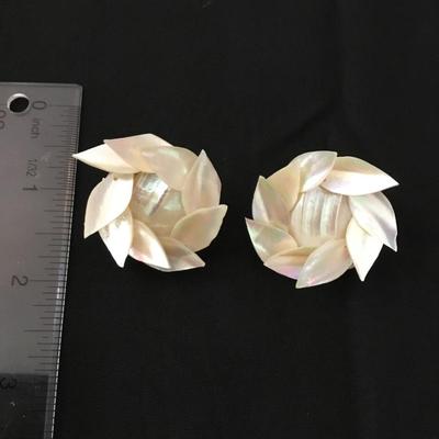 Vintage mother of pearl large clip on earrings