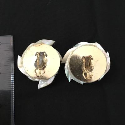 Vintage mother of pearl large clip on earrings