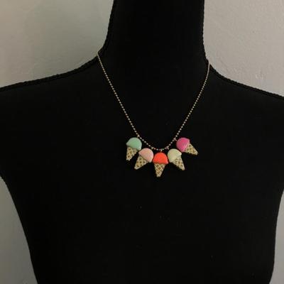 Cute J . Crew , gold tone in enamel ice cream cone charms, necklace