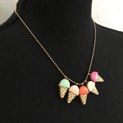 Cute J . Crew , gold tone in enamel ice cream cone charms, necklace