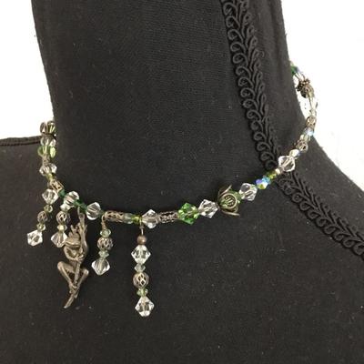 Beautiful, vintage, crystal collar, choker, necklace, frog charm