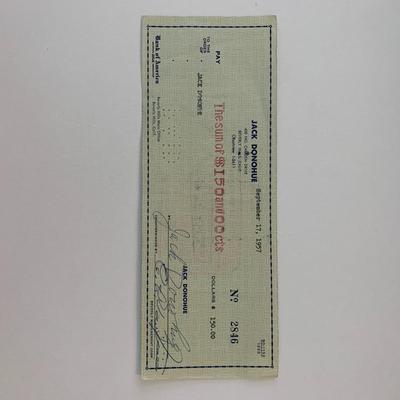 Jack Donohue signed check
