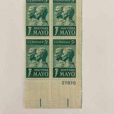 1964 5c Doctors Mayo Stamp Plate Block