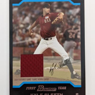 Kyle Sleeth Baseball Trading Card with 2004 Futures Game Game-Worn Jersey Swatch - Bowman First Year #BDP158 2004 -