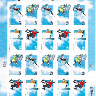 Xtreme Sports stamp sheet 20 x 33 cent stamps