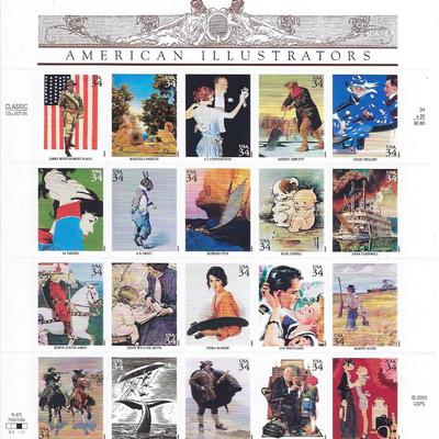American Illustrators stamp sheet 20 x 34 cent stamps
