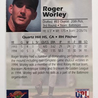 Roger Worley Signed Baseball Trading Card - Signature Rookies # 68 1994 - Number 1,938 of 7,750