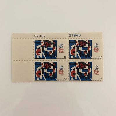 1964 5c Fine Arts Plate Block of 4 Stamps