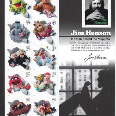 Jim Henson The Man Behind the Muppets stamp sheet 10 x 37 cent stamps