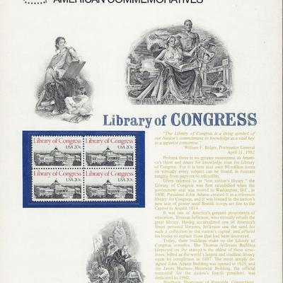 Americ Library of Congress stamp set of four 20 cent stamps