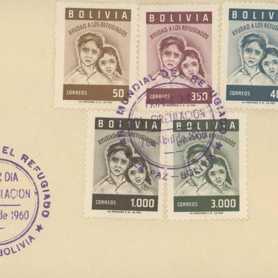 Bolivia First Day Cover Help Refugees