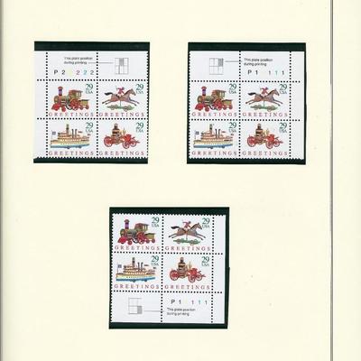 US stamp collector sheet featuring Season's Greetings stamps